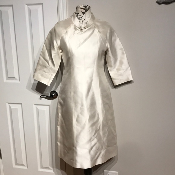 ✅Vintage Mock Mandarin Tunic Shiny Shirt sheath iridescence holographic Shift - Picture 1 of 6